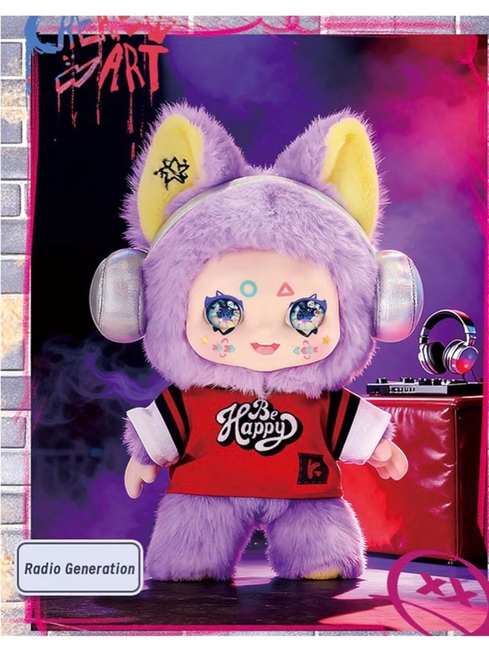 Be Happy Purple Plush Doll with Headphones - Kids Toys